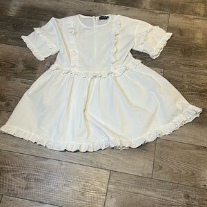 EUC PrettyLittleThing White Puff Sleeve Sundress Sz 4
